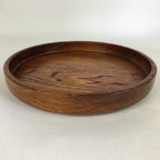 Japanese Wooden Lacquered Tray Obon Vtg Round Natural Wood Brown UR705