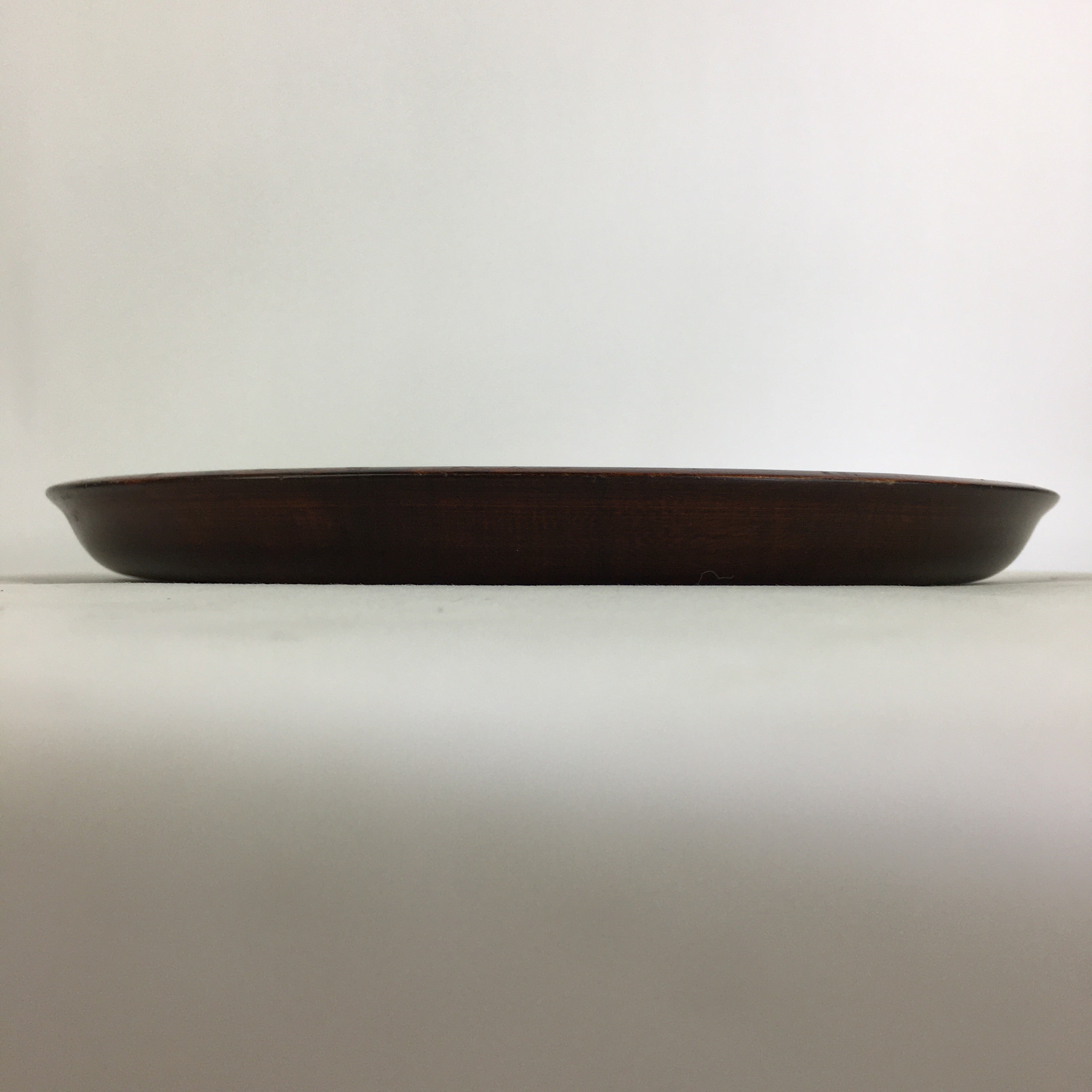 Japanese Wooden Lacquered Tray Obon Vtg Round Natural Wood Brown UR707