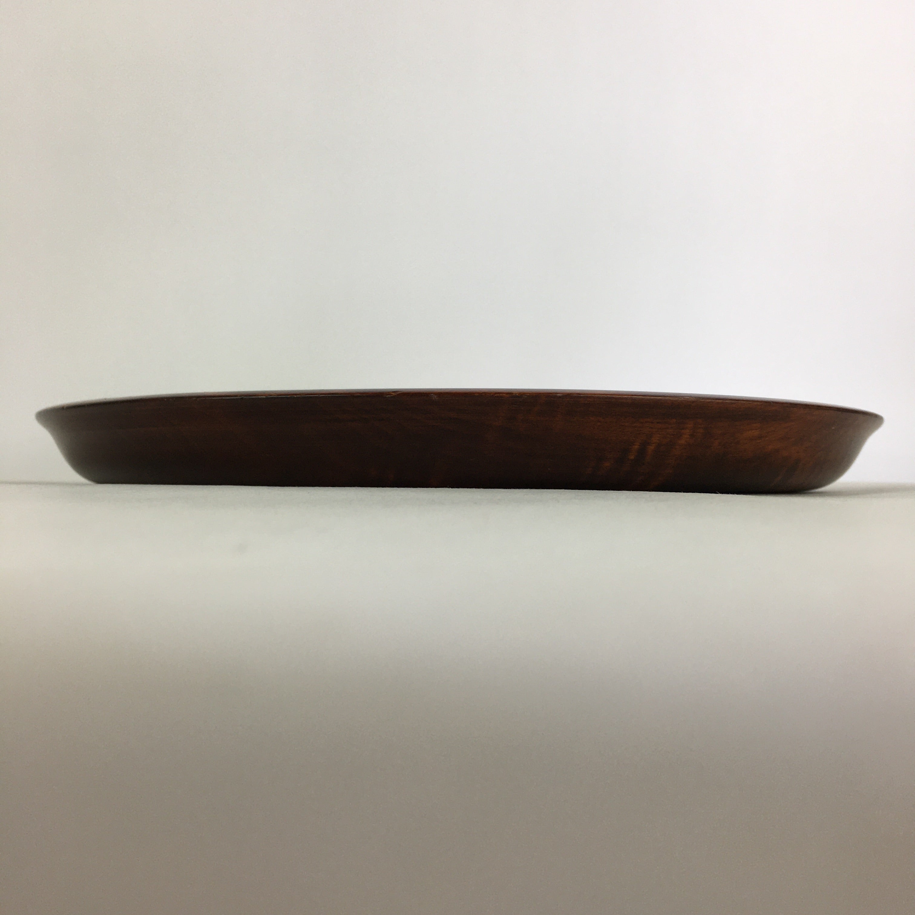Japanese Wooden Lacquered Tray Obon Vtg Round Natural Wood Brown UR707