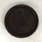 Japanese Wooden Lacquered Tray Obon Vtg Round Natural Wood Brown UR708