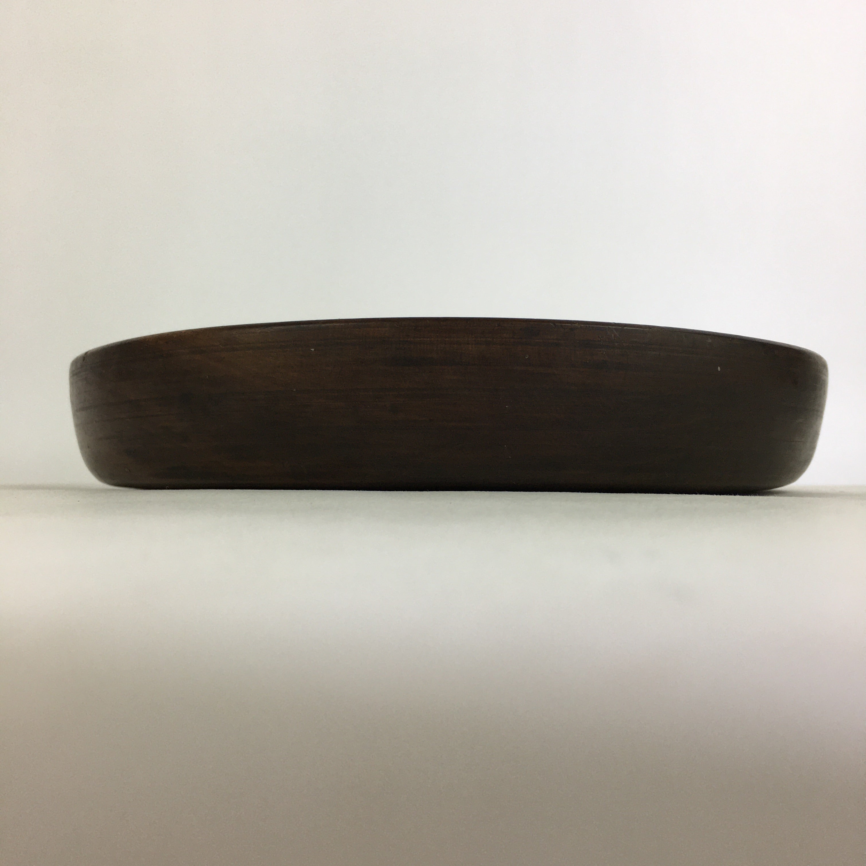 Japanese Wooden Lacquered Tray Obon Vtg Round Natural Wood Brown UR708