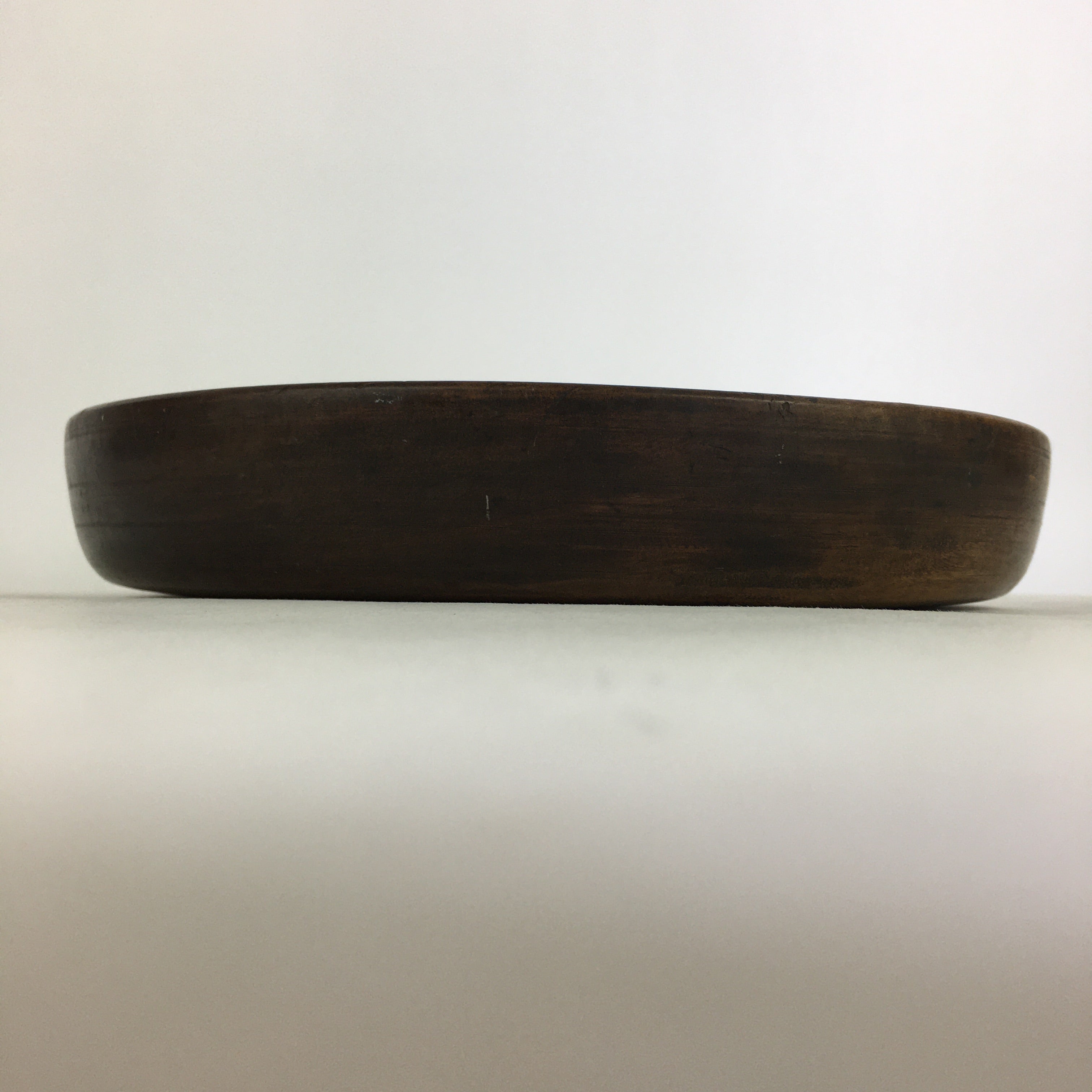 Japanese Wooden Lacquered Tray Obon Vtg Round Natural Wood Brown UR708