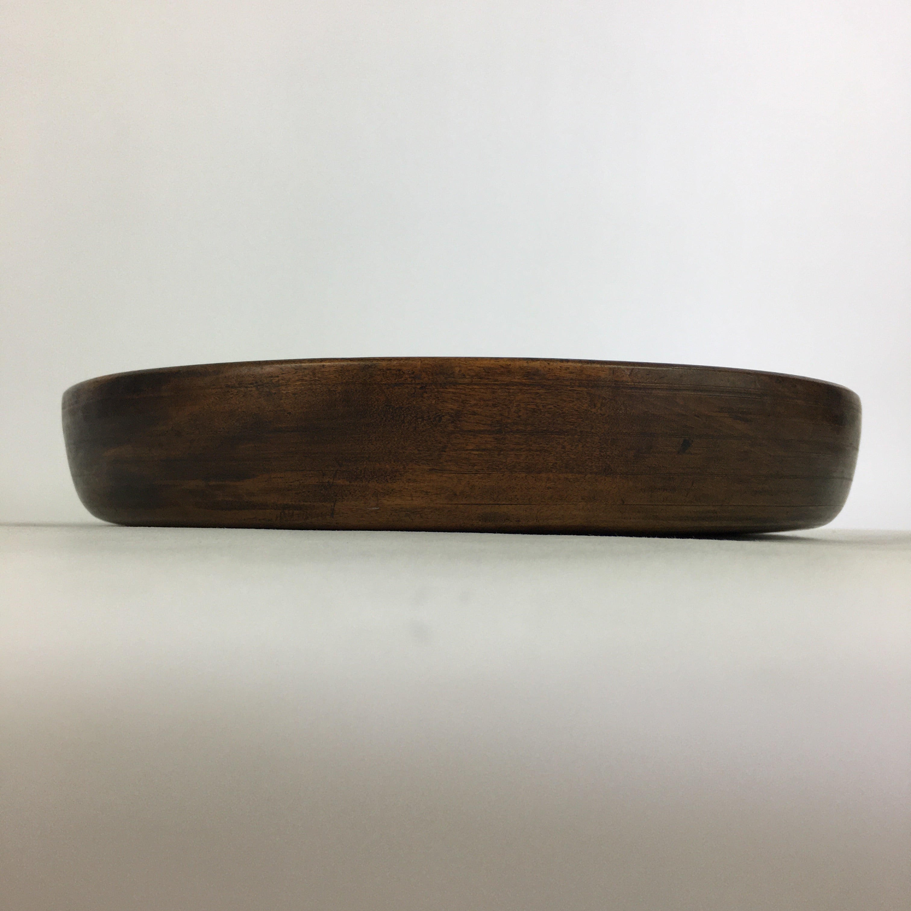 Japanese Wooden Lacquered Tray Obon Vtg Round Natural Wood Brown UR708
