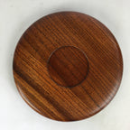 Japanese Wooden Lacquered Tray Obon Vtg Round Natural Wood Brown UR711