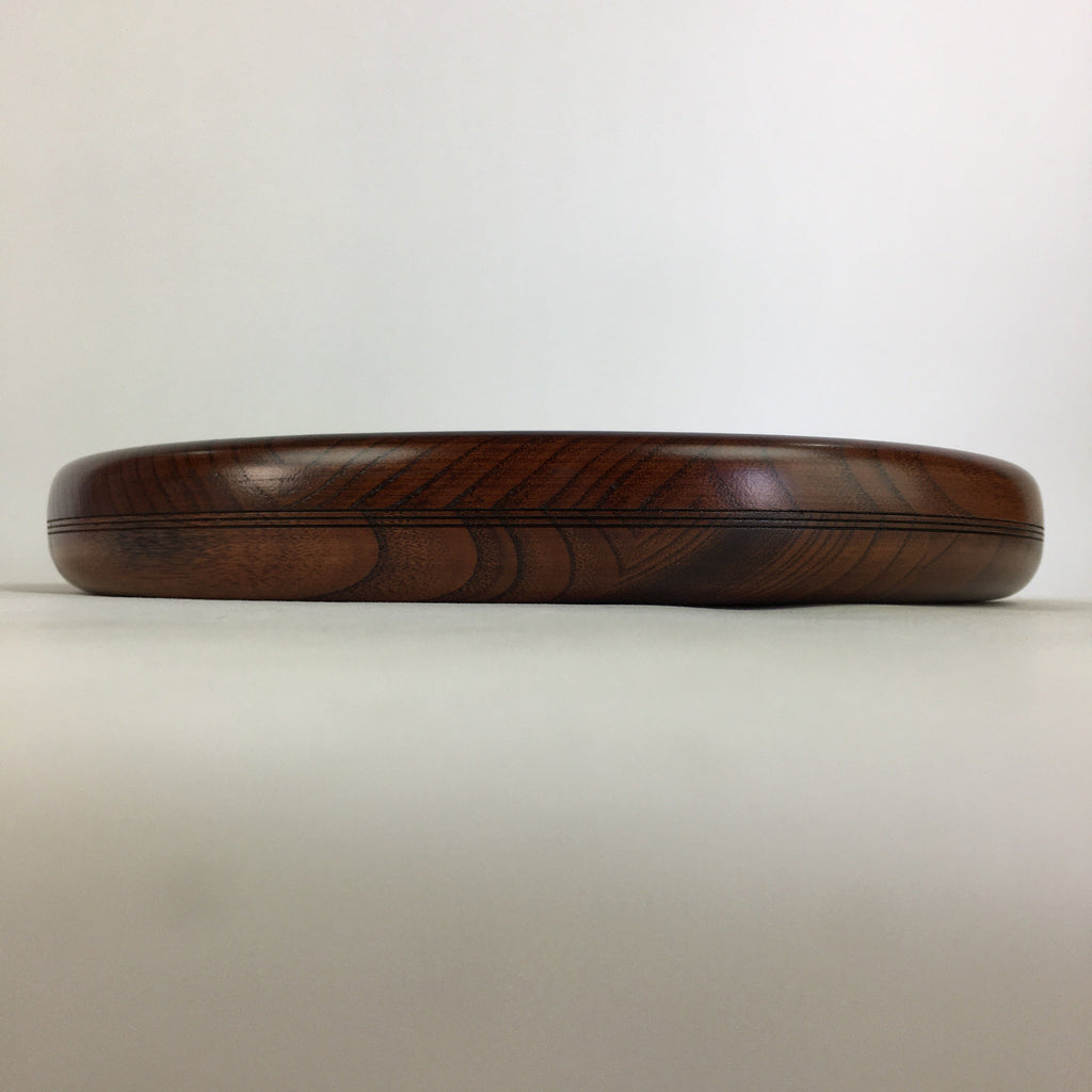 Japanese Wooden Lacquered Tray Obon Vtg Round Natural Wood Brown UR711