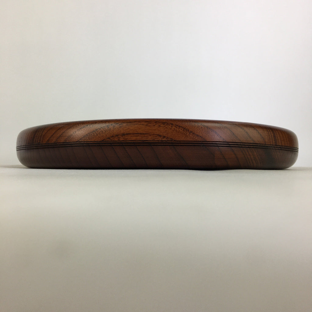 Japanese Wooden Lacquered Tray Obon Vtg Round Natural Wood Brown UR711