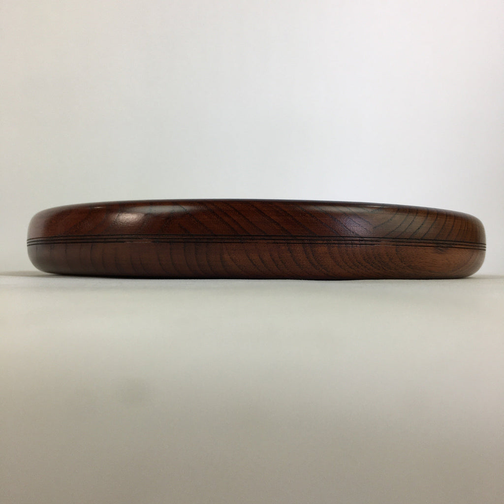 Japanese Wooden Lacquered Tray Obon Vtg Round Natural Wood Brown UR711