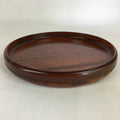 Japanese Wooden Lacquered Tray Obon Vtg Round Natural Wood Brown UR711