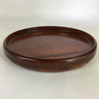 Japanese Wooden Lacquered Tray Obon Vtg Round Natural Wood Brown UR711
