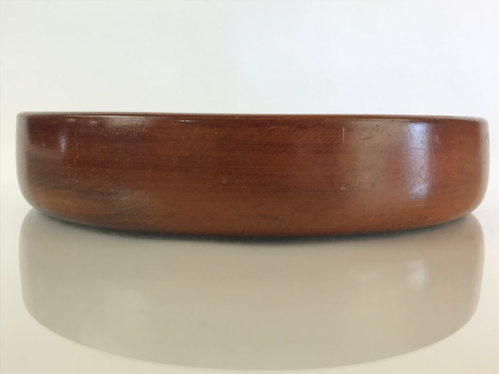 Japanese Wooden Lacquered Tray Obon Vtg Round Natural Wood Brown UR808