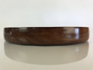 Japanese Wooden Lacquered Tray Obon Vtg Round Natural Wood Brown UR809