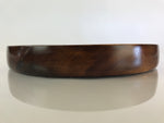 Japanese Wooden Lacquered Tray Obon Vtg Round Natural Wood Brown UR809