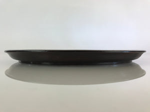 Japanese Wooden Lacquered Tray Obon Vtg Round Natural Wood Brown UR811