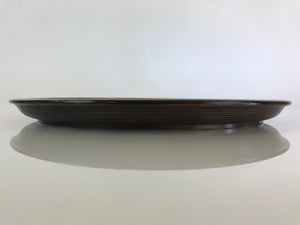 Japanese Wooden Lacquered Tray Obon Vtg Round Natural Wood Brown UR811