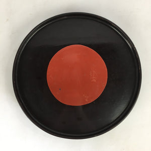 Japanese Wooden Lacquered Tray Obon Vtg Round Raised bottom Red Black UR712