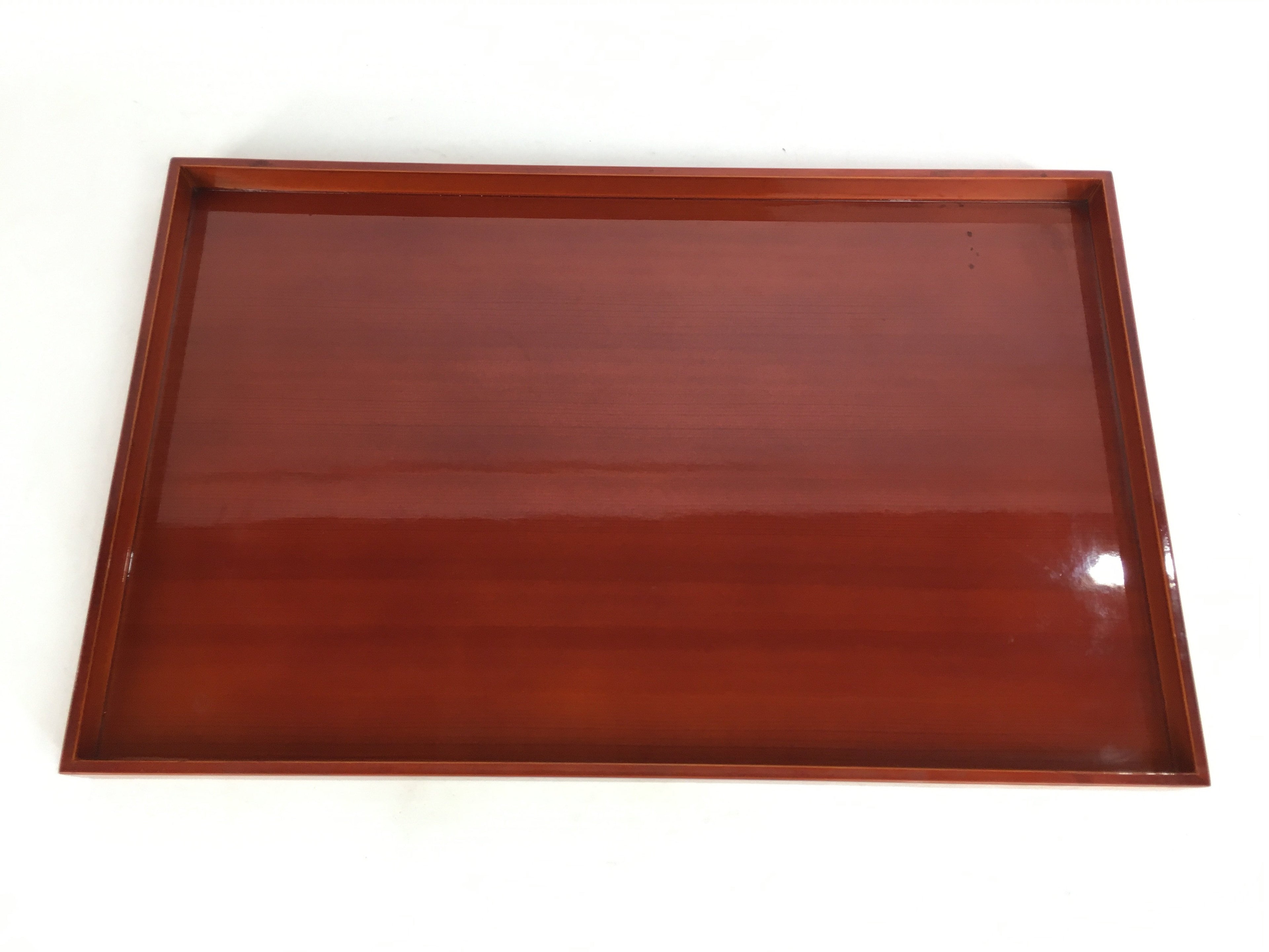 Japanese Wooden Lacquered Tray Obon Vtg Shunkei-Nuri Brown Square Shape UR515