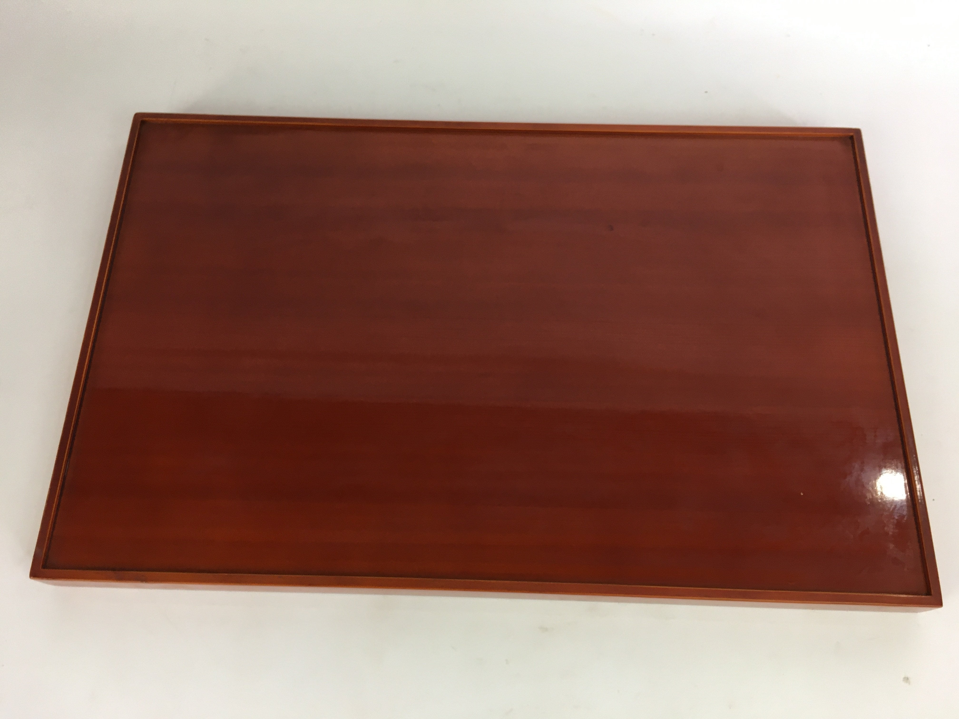 Japanese Wooden Lacquered Tray Obon Vtg Shunkei-Nuri Brown Square Shape UR515