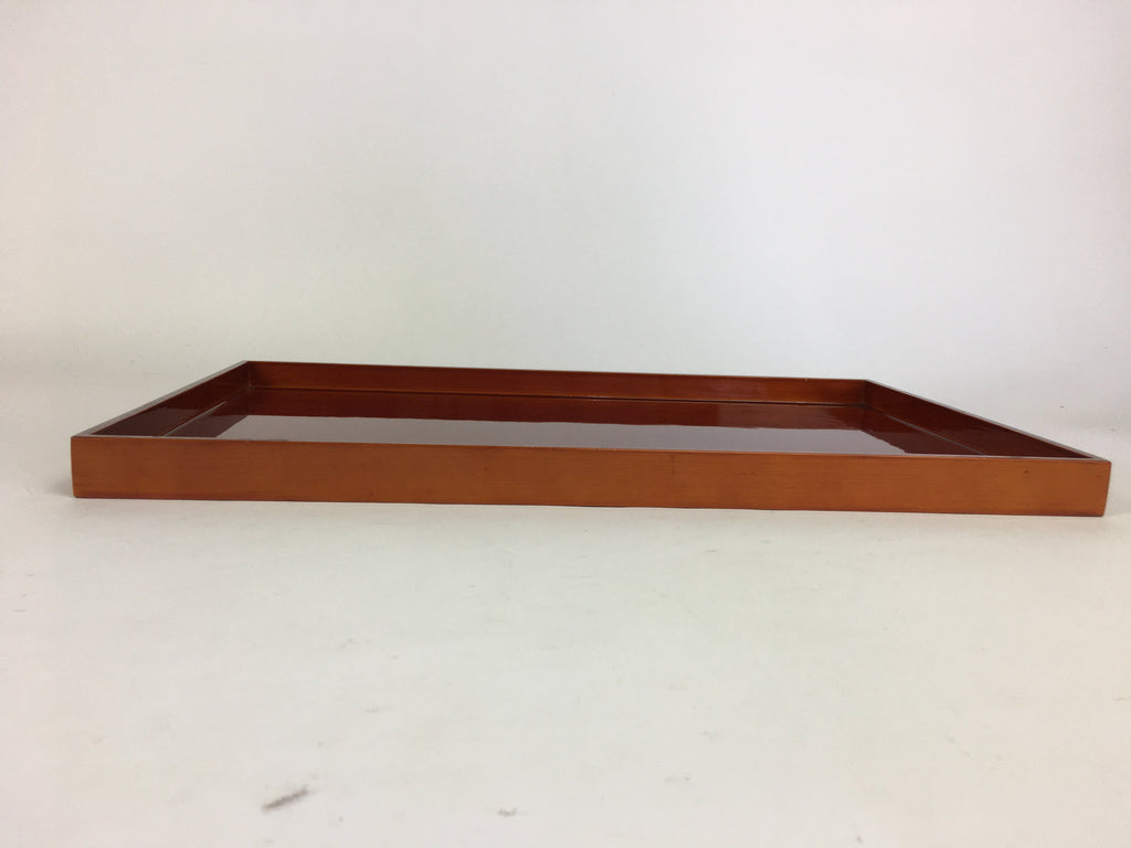 Japanese Wooden Lacquered Tray Obon Vtg Shunkei-Nuri Brown Square Shape UR515