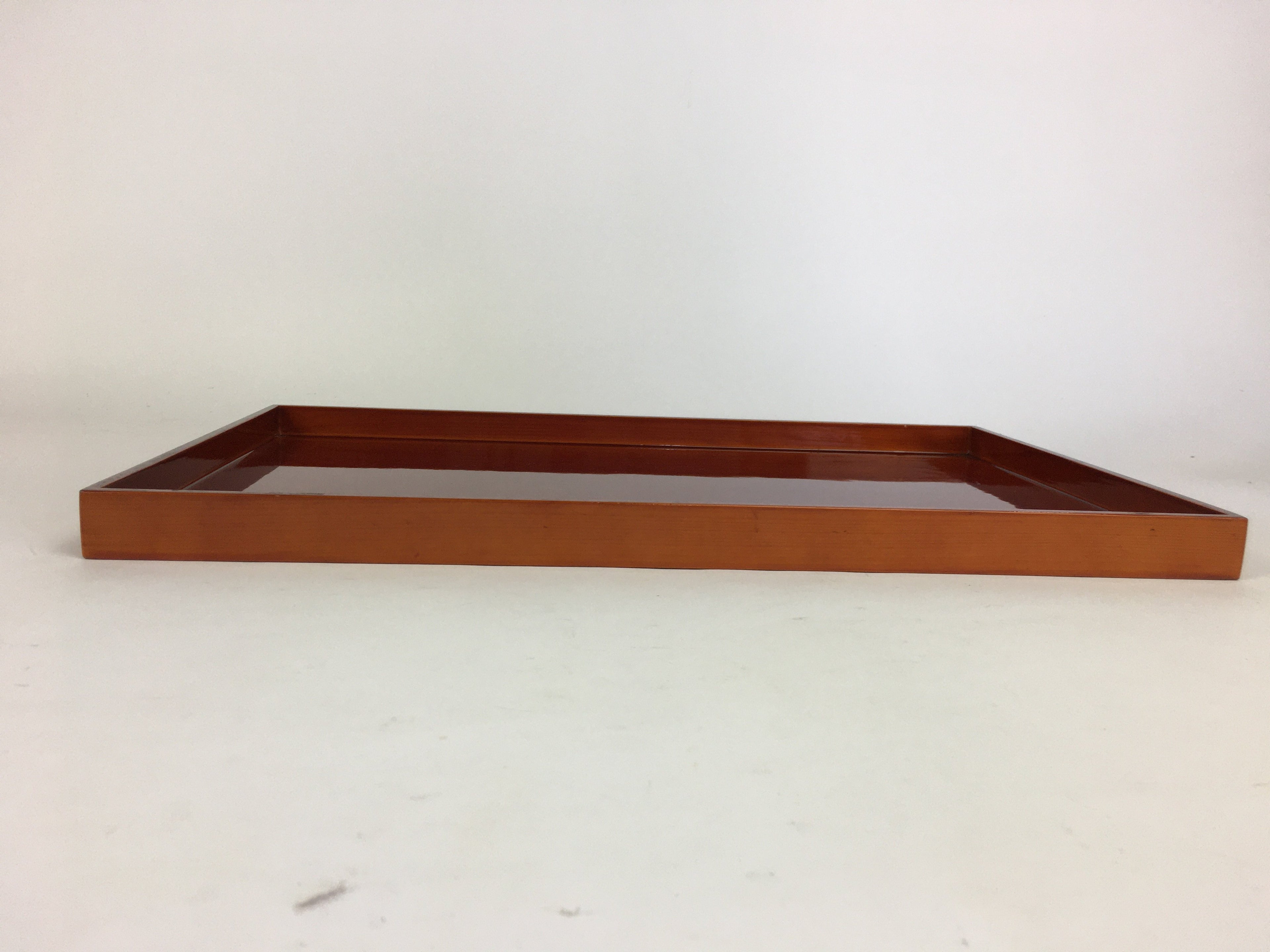 Japanese Wooden Lacquered Tray Obon Vtg Shunkei-Nuri Brown Square Shape UR515