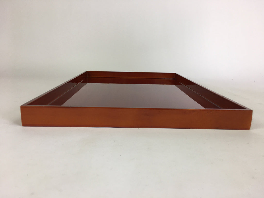 Japanese Wooden Lacquered Tray Obon Vtg Shunkei-Nuri Brown Square Shape UR515