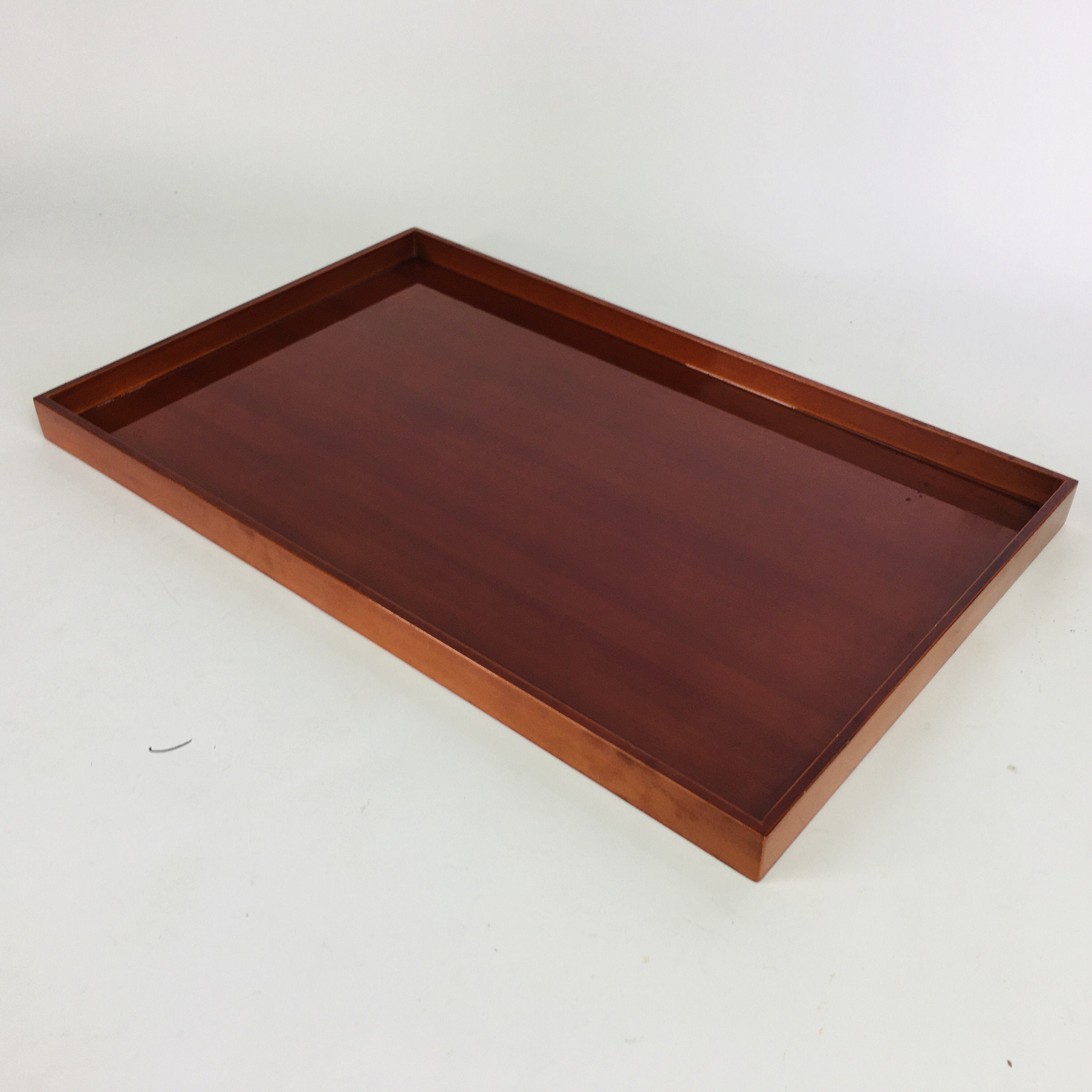 Japanese Wooden Lacquered Tray Obon Vtg Shunkei-Nuri Brown Square Shape UR515
