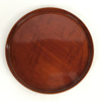 Japanese Wooden Lacquered Tray Obon Vtg Shunkei-Nuri Round Brown UR542