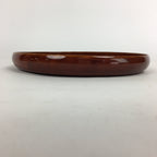 Japanese Wooden Lacquered Tray Obon Vtg Shunkei-Nuri Round Brown UR542