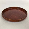 Japanese Wooden Lacquered Tray Obon Vtg Shunkei-Nuri Round Brown UR542