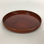 Japanese Wooden Lacquered Tray Obon Vtg Shunkei-Nuri Round Brown UR542