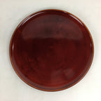 Japanese Wooden Lacquered Tray Obon Vtg Shunkei-Nuri Round Brown UR543