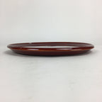 Japanese Wooden Lacquered Tray Obon Vtg Shunkei-Nuri Round Brown UR543