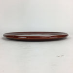 Japanese Wooden Lacquered Tray Obon Vtg Shunkei-Nuri Round Brown UR546