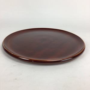 Japanese Wooden Lacquered Tray Obon Vtg Shunkei-Nuri Round Brown UR546