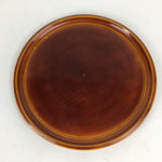 Japanese Wooden Lacquered Tray Obon Vtg Shunkei-Nuri Round Brown UR640