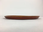 Japanese Wooden Lacquered Tray Obon Vtg Shunkei-Nuri Round Brown UR640
