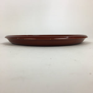 Japanese Wooden Lacquered Tray Obon Vtg Shunkei-Nuri Round Brown UR659