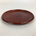 Japanese Wooden Lacquered Tray Obon Vtg Shunkei-Nuri Round Brown UR659