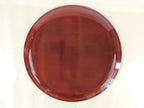 Japanese Wooden Lacquered Tray Obon Vtg Shunkei-Nuri Round Brown UR807