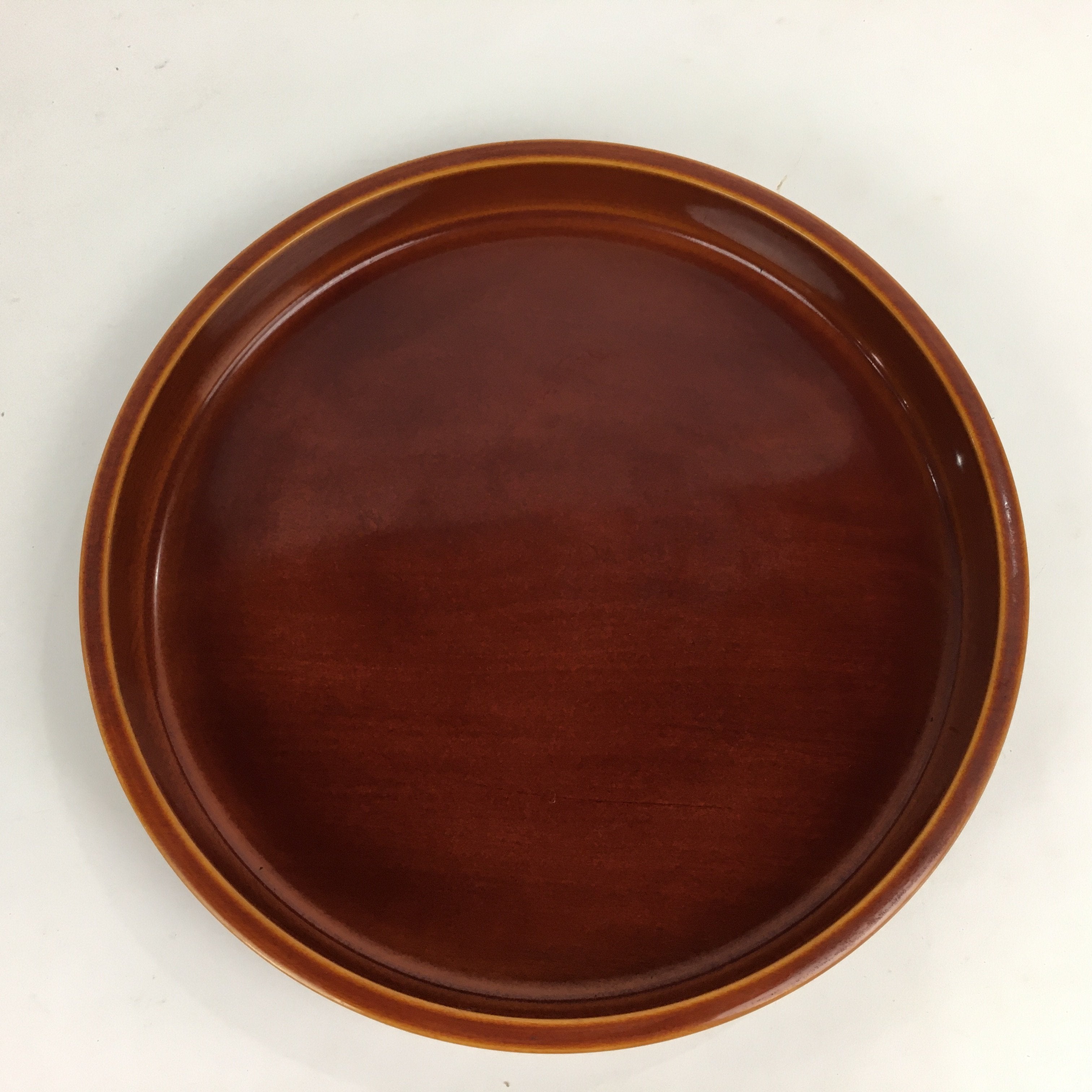 Japanese Wooden Lacquered Tray Obon Vtg Shunkei-Nuri Round Shape UR538