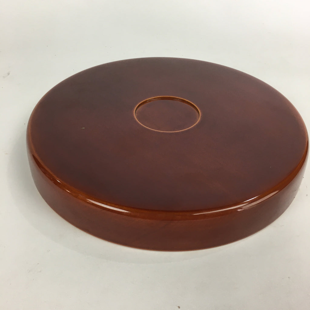 Japanese Wooden Lacquered Tray Obon Vtg Shunkei-Nuri Round Shape UR538