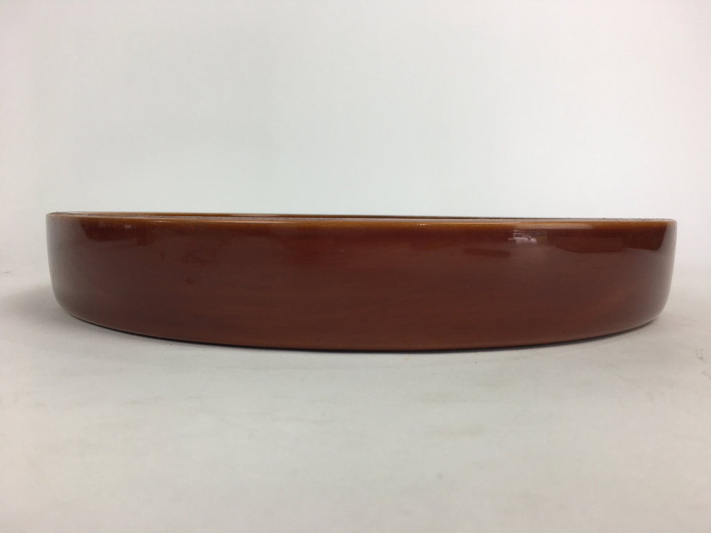 Japanese Wooden Lacquered Tray Obon Vtg Shunkei-Nuri Round Shape UR538
