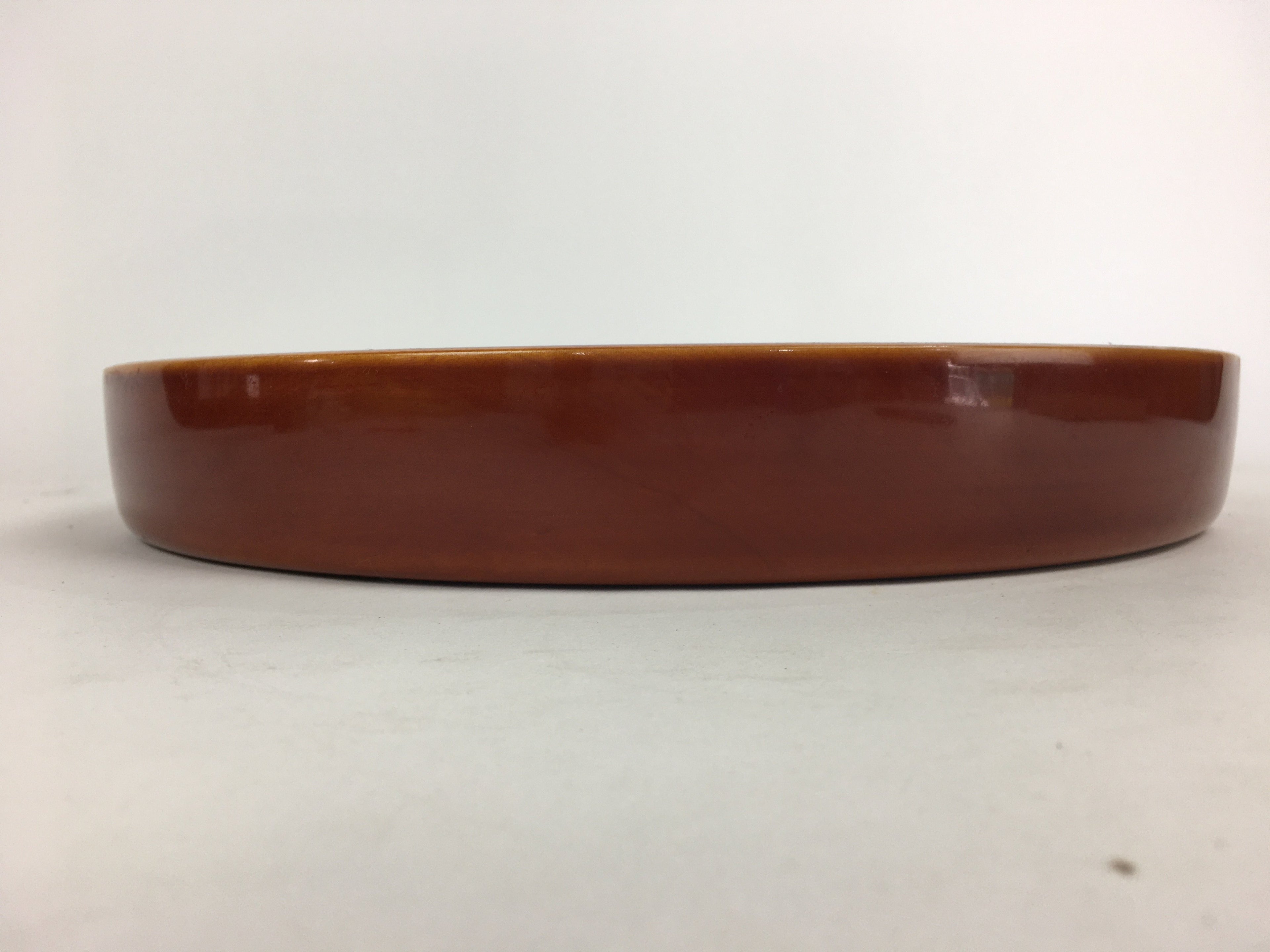 Japanese Wooden Lacquered Tray Obon Vtg Shunkei-Nuri Round Shape UR538