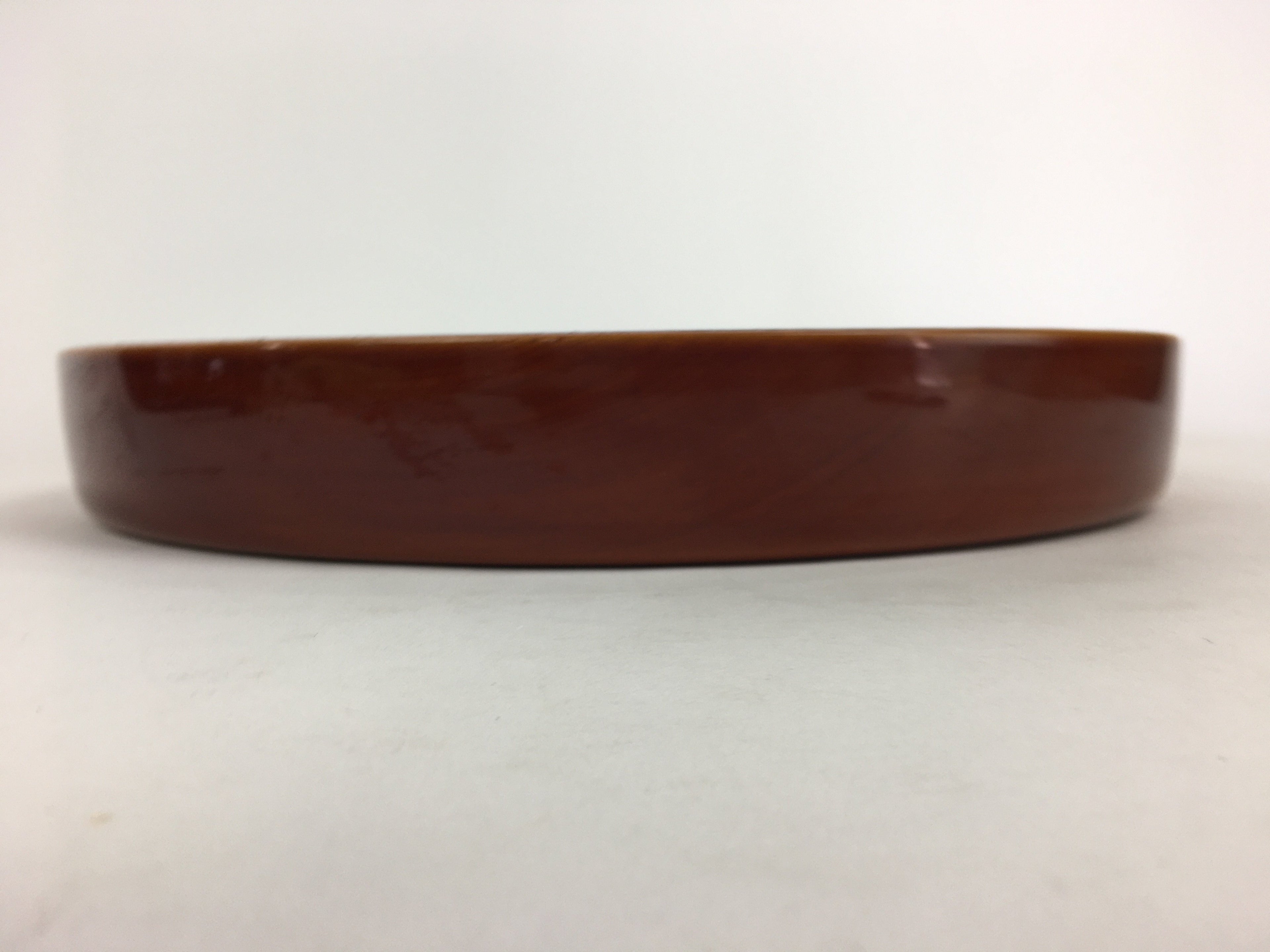 Japanese Wooden Lacquered Tray Obon Vtg Shunkei-Nuri Round Shape UR538