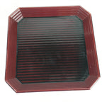 Japanese Wooden Lacquered Tray Obon Vtg Shunkei-Nuri Square Shape Red UR541