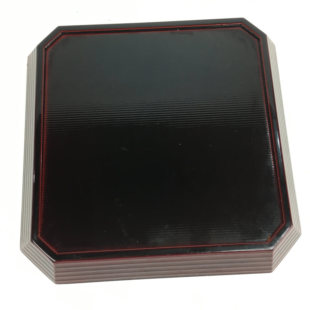 Japanese Wooden Lacquered Tray Obon Vtg Shunkei-Nuri Square Shape Red UR541