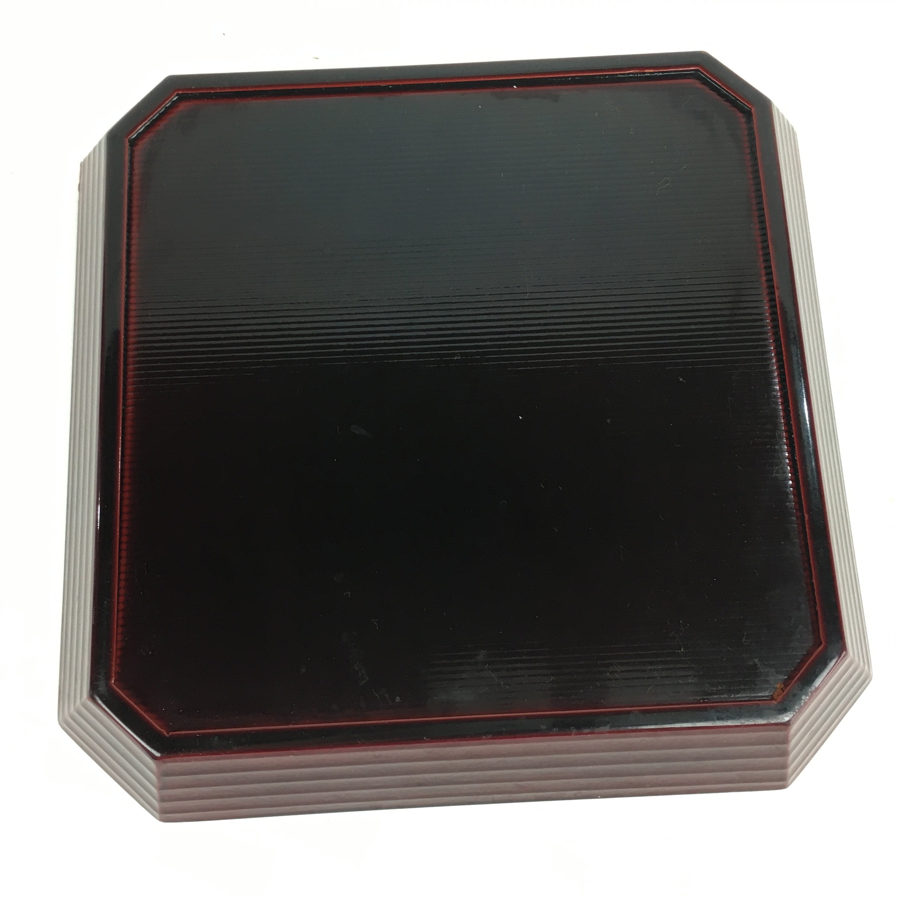 Japanese Wooden Lacquered Tray Obon Vtg Shunkei-Nuri Square Shape Red UR541