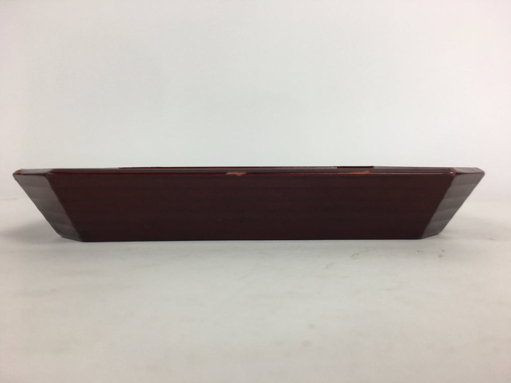Japanese Wooden Lacquered Tray Obon Vtg Shunkei-Nuri Square Shape Red UR541
