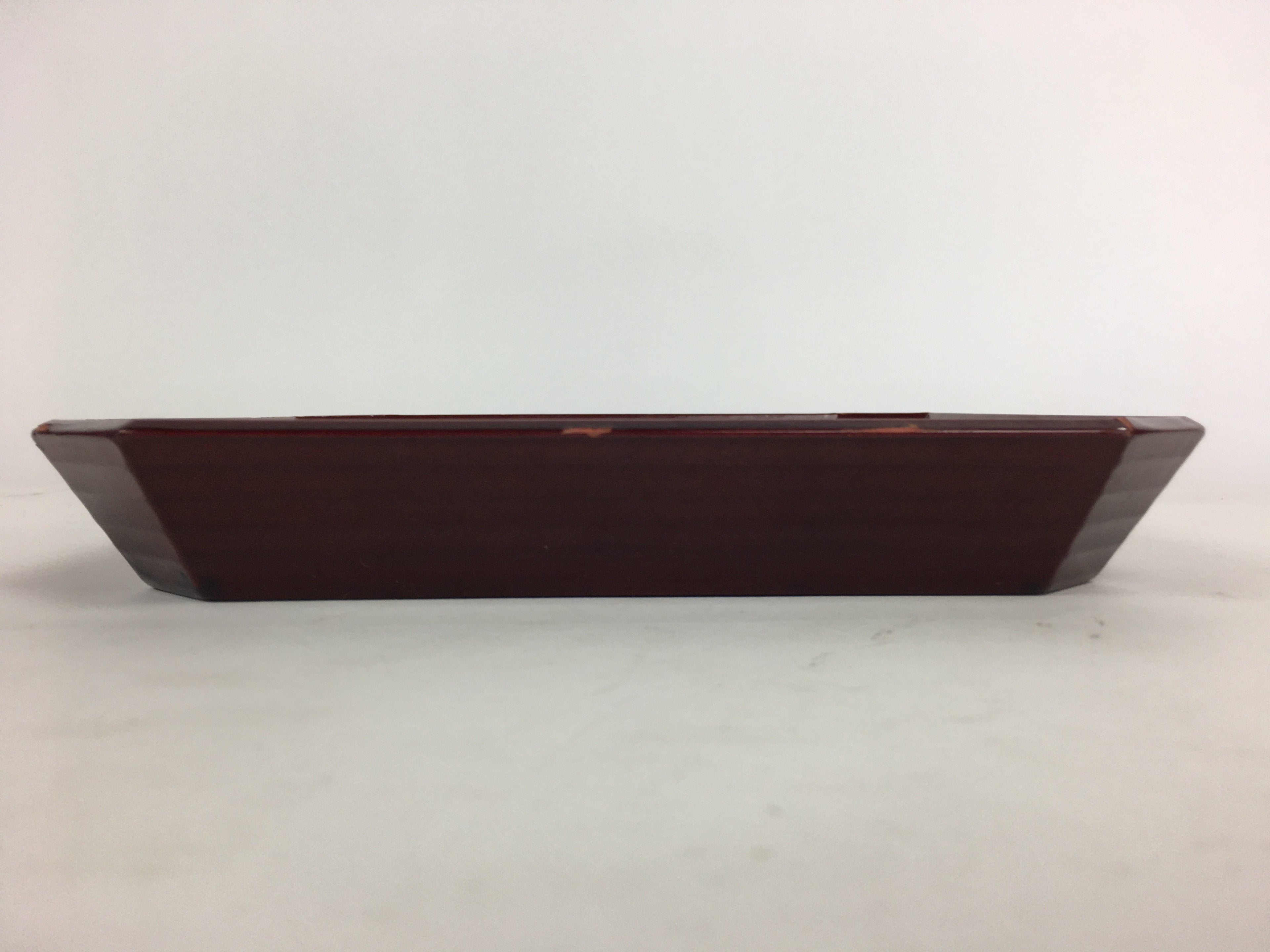 Japanese Wooden Lacquered Tray Obon Vtg Shunkei-Nuri Square Shape Red UR541