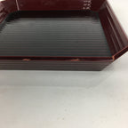 Japanese Wooden Lacquered Tray Obon Vtg Shunkei-Nuri Square Shape Red UR541