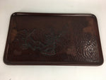 Japanese Wooden Lacquered Tray Obon Vtg Wood Carving Plum Blossom UR519